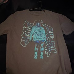 Billie Eilish Brown Man Eater Graphic Print Crew Neck Short Sleeve T-Shirt
