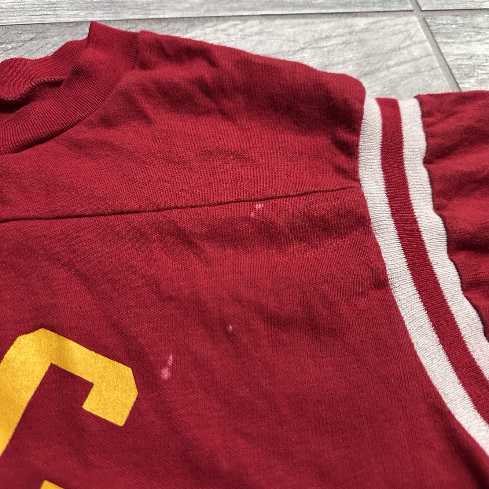 True Vintage 70s USC Trojans Football Raglan Red Shirt Men’s Large gallery