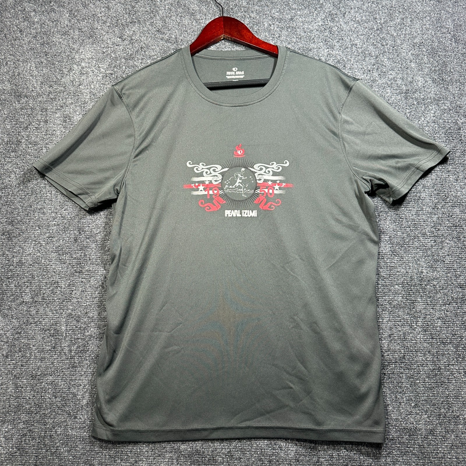Pearl Izumi Tee Shirt Mens Large Gray 1950 Graphic Short Sleeve Crew Neck gallery