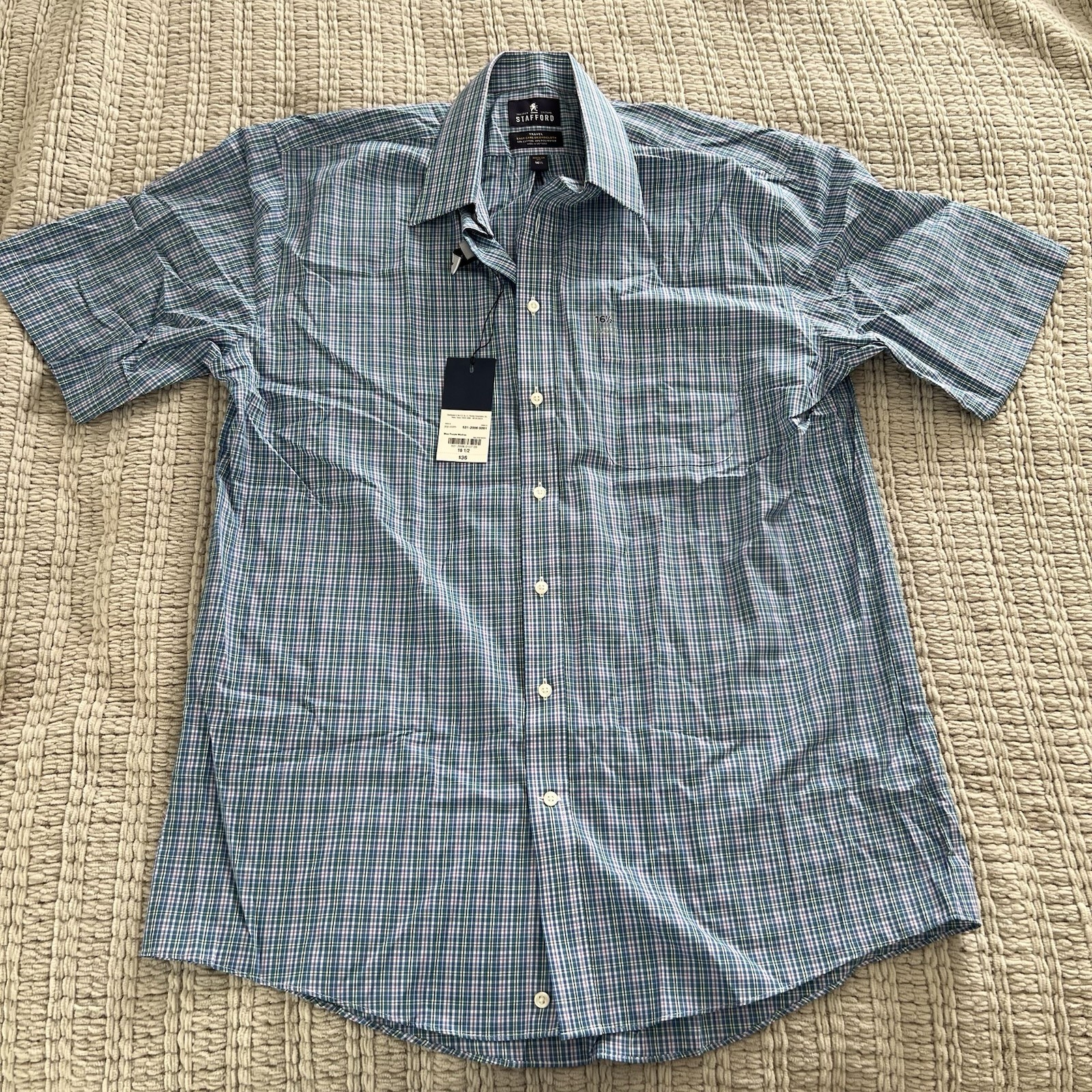 Stafford Travel Easy-Care Broadcloth Short Sleeve Plaid Shirt Size 16.5 gallery