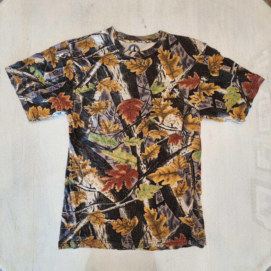 Master Sportsman Camo Leaf Print T-Shirt SZ Medium Outdoors Hunting gallery