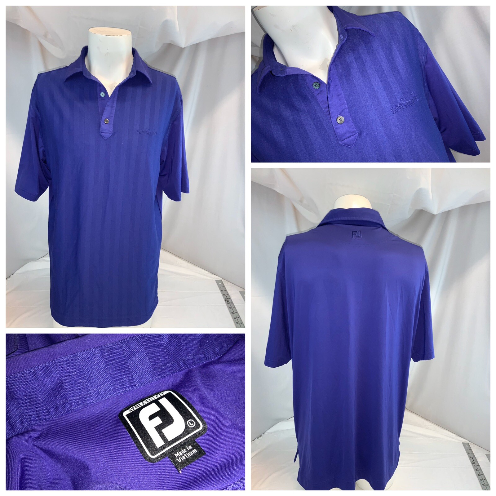 FootJoy Athletic Fit Golf Polo Shirt L Men Purple Poly Seascape Mint YGI C0-510