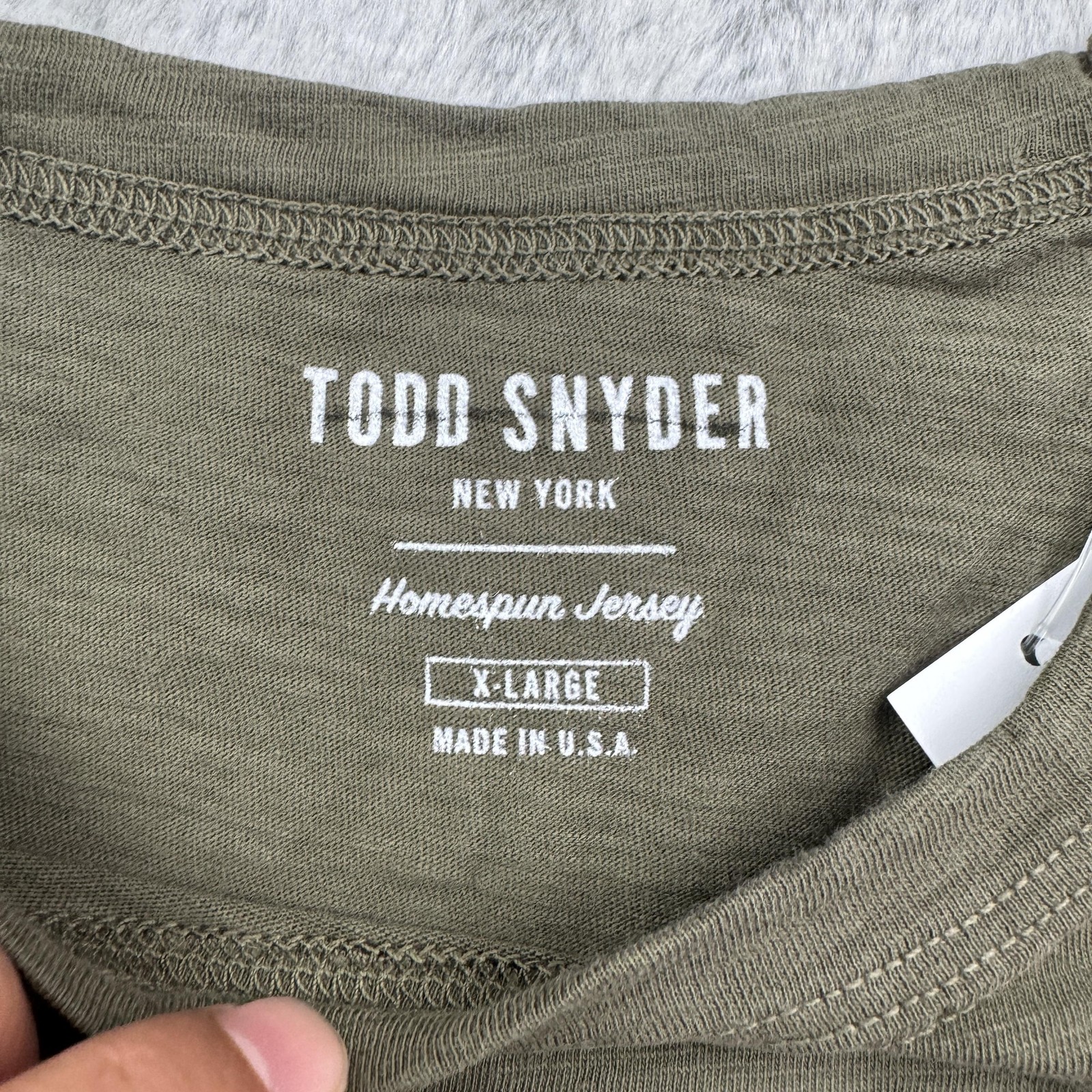 Todd Snyder Shirt Mens XL Olive Green Pocket Tee Homespun Jersey Made USA Casual gallery