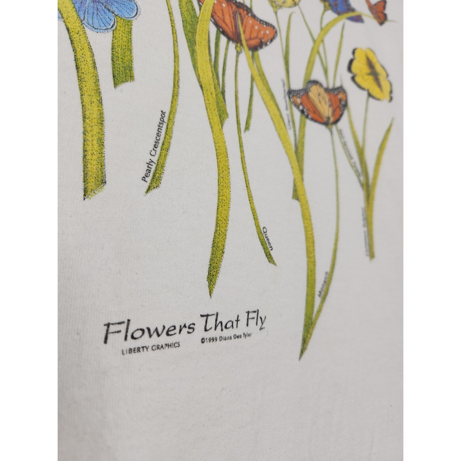 Vintage Butterfly Nature Art Flowers Garden 90s Organic Cotton Medium gallery