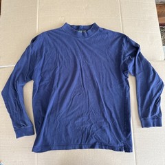 Gulf Traders Mens XL Navy Blue Mock Neck Long Sleeve 100% Cotton Shirt 90s