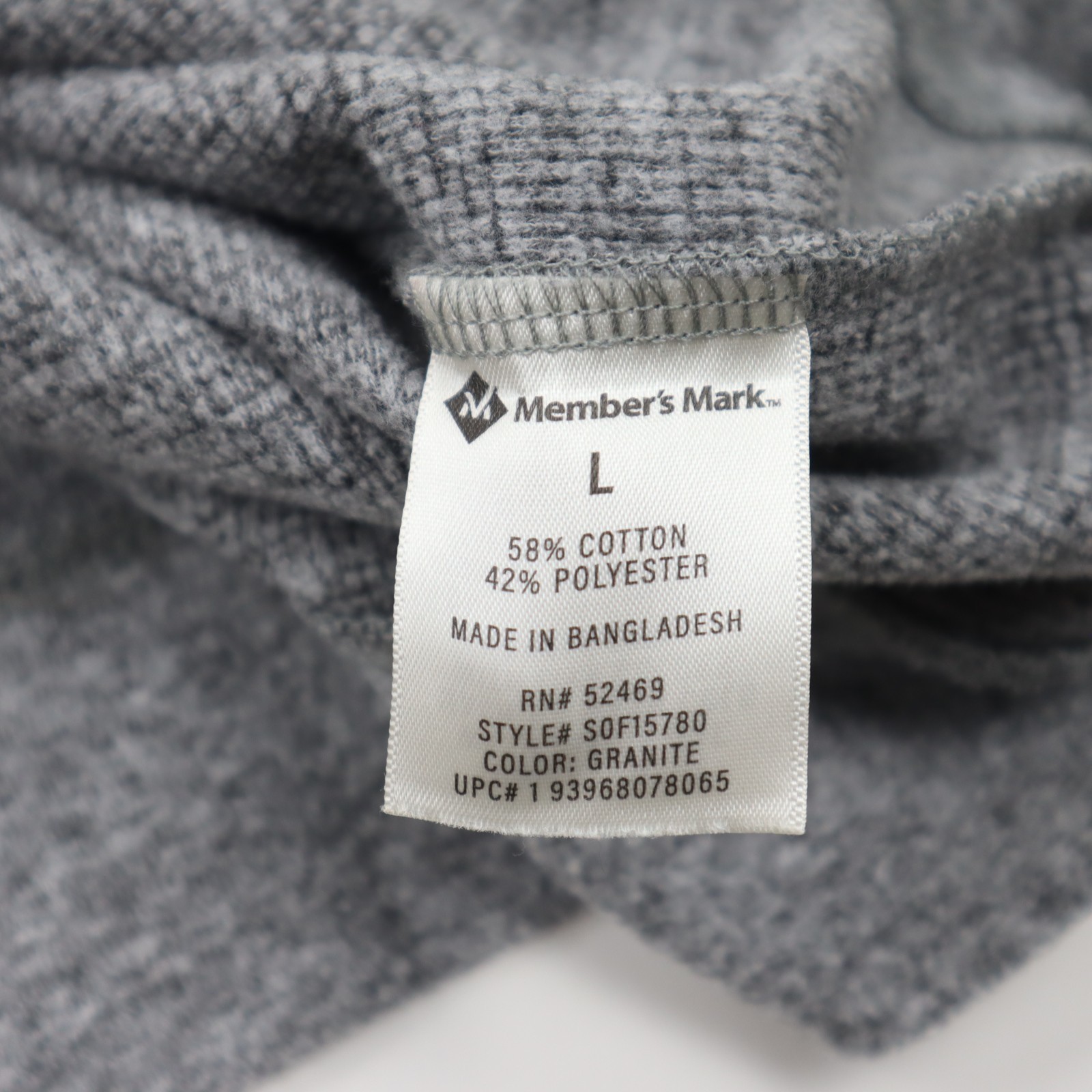 Members Mark Waffle Knit Crewneck Pullover Shirt Mens Large Gray Heritage Cotton gallery