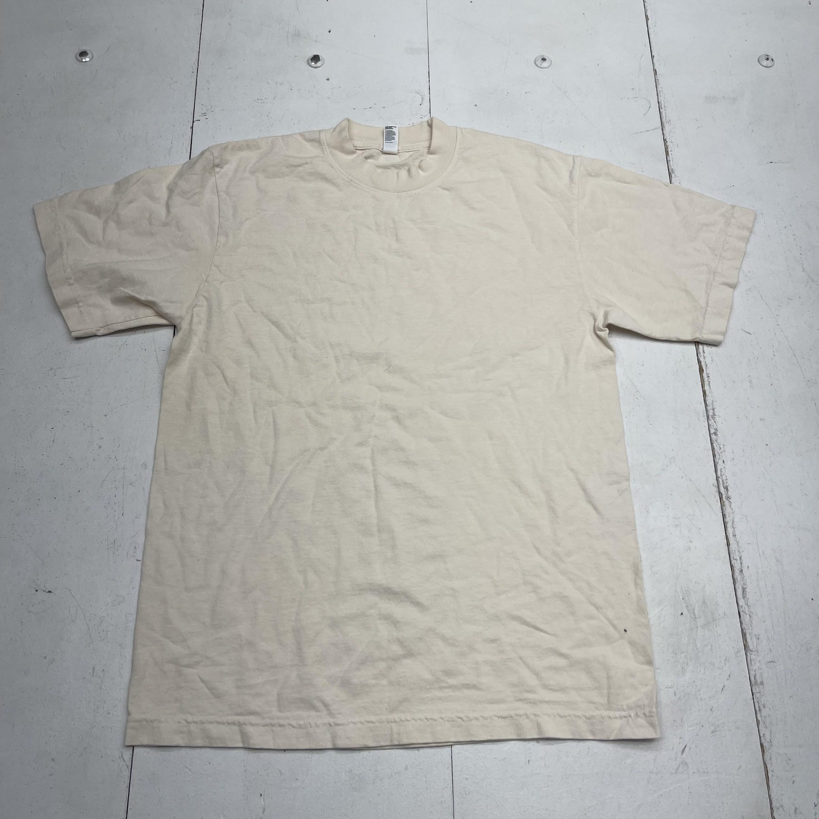 Los Angeles Apparel Shirt Mens Small Natural 6.5oz Garment Dyed Crewneck USA gallery