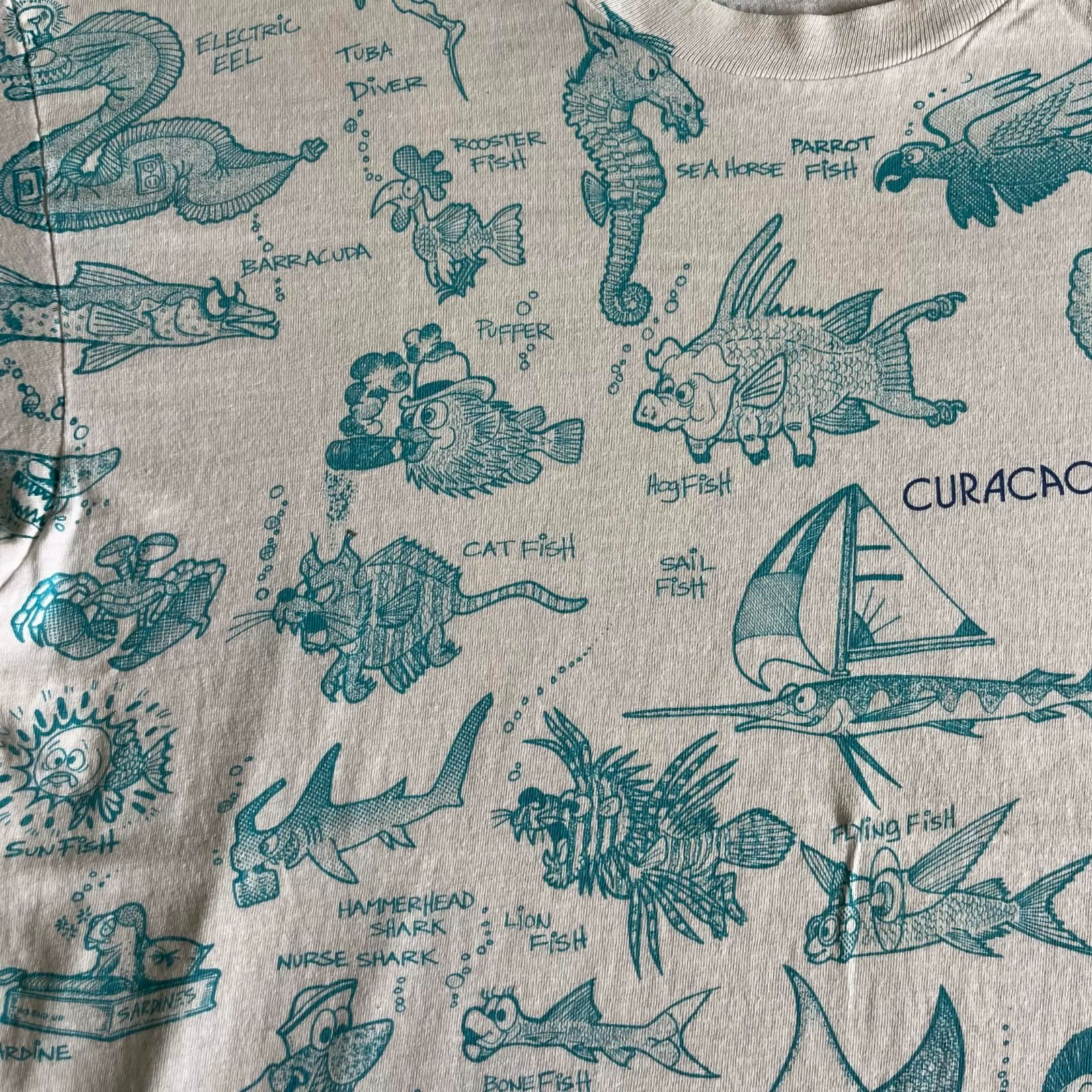 Vintage Curacao Funny Fish AOP 90s Shirt gallery