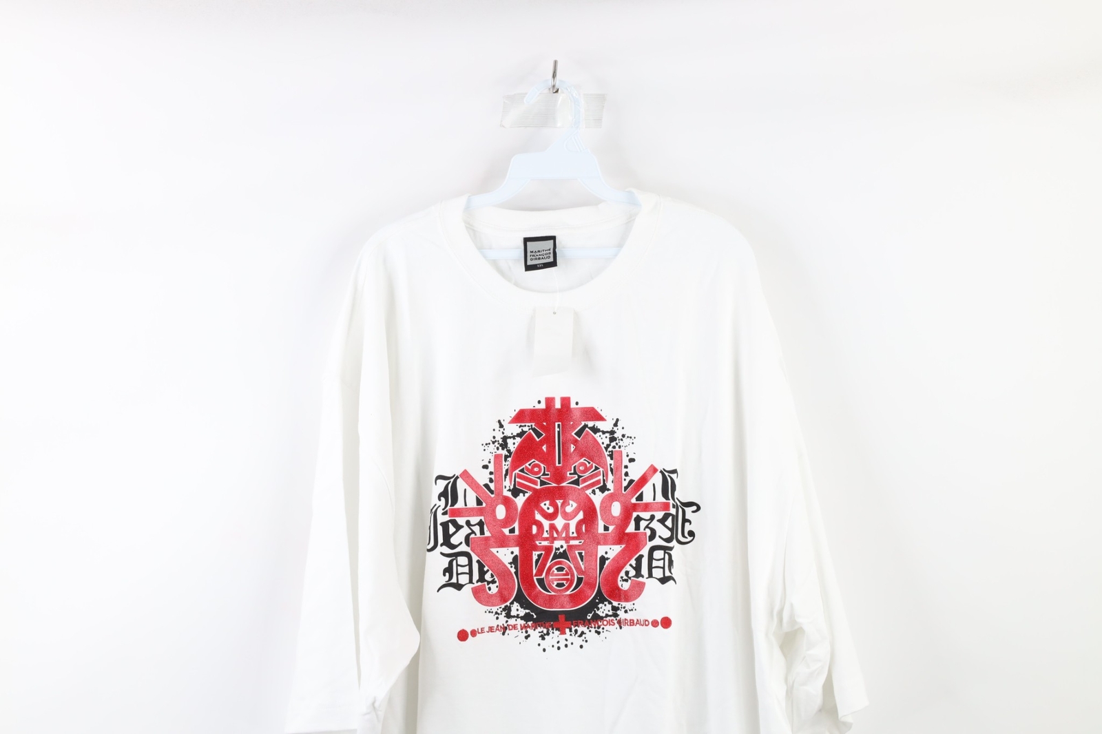 NOS Vtg 90s Marithe Francois Girbaud Mens 3XL Baggy Spell Out Glitter T-Shirt gallery