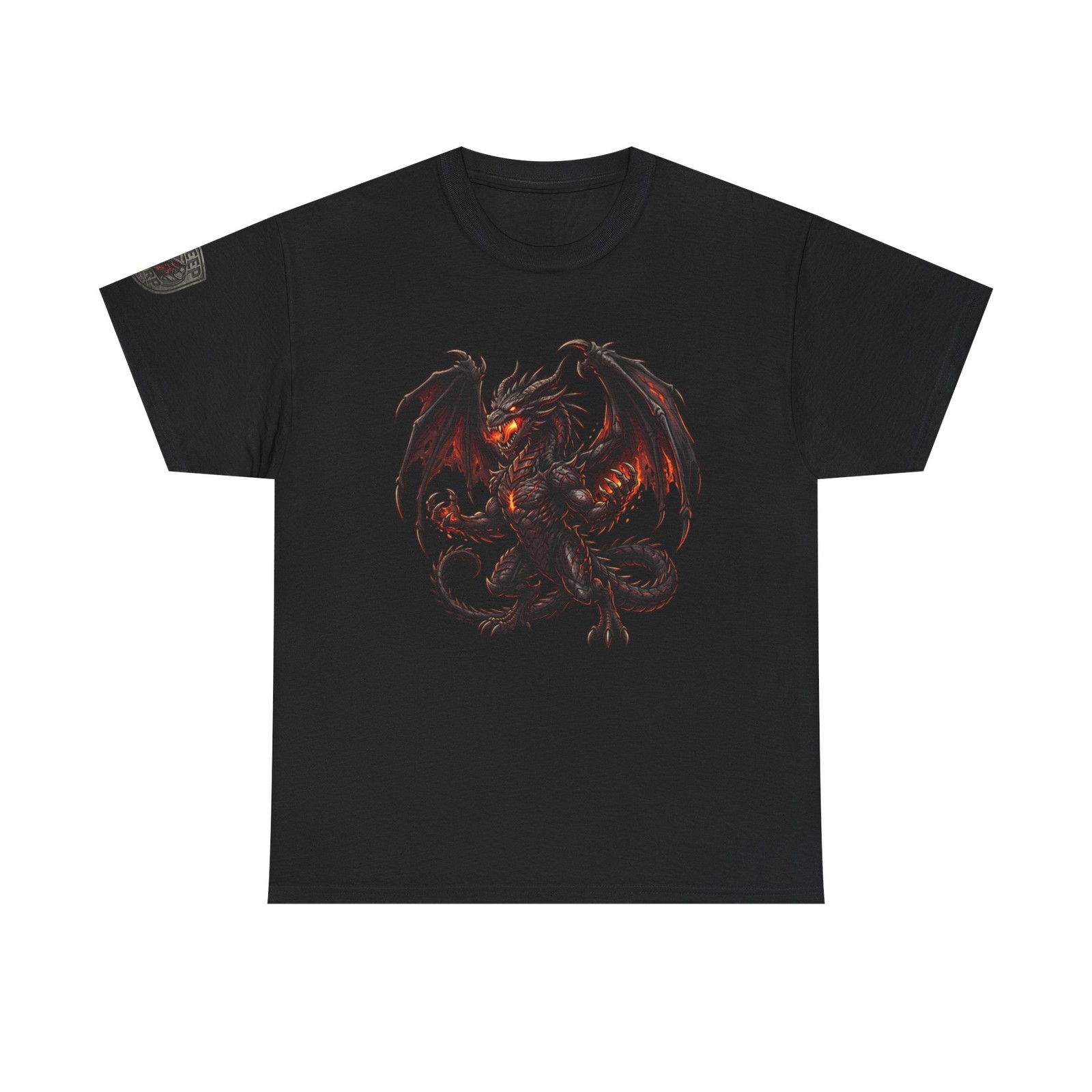 KREEP KORP Fiery Red Dragon Graphic Tee | Gothic Dragon Illustration gallery