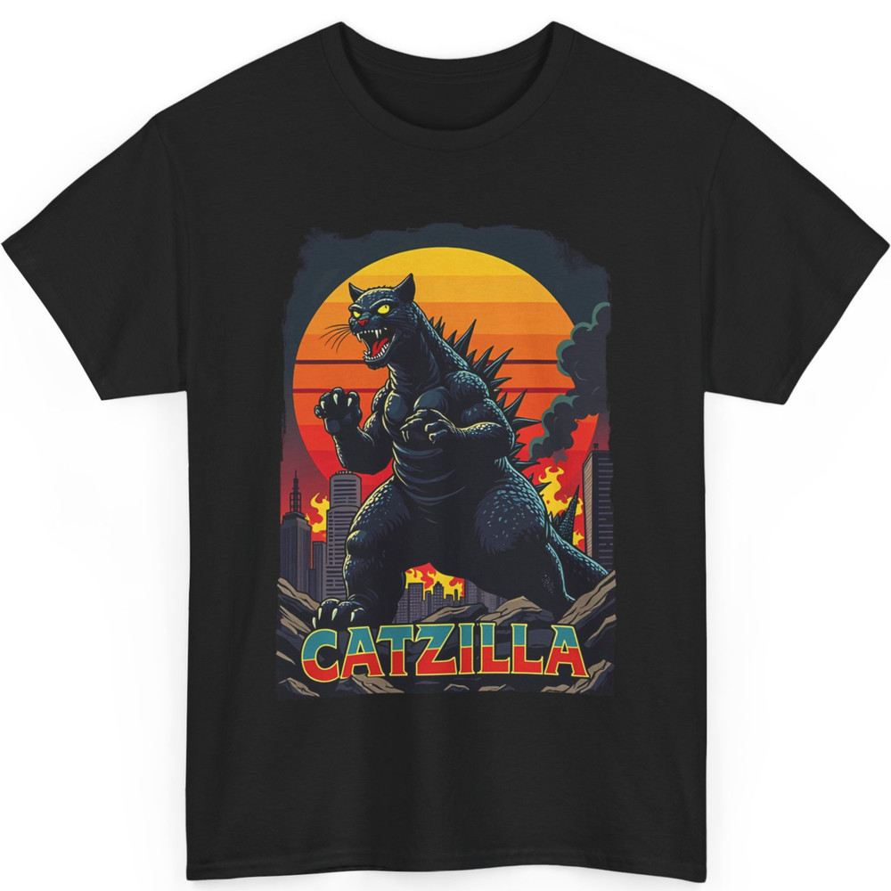 Catzilla Cat Japanese Art Funny Cat Gifts For Men Women Kid T-Shirt