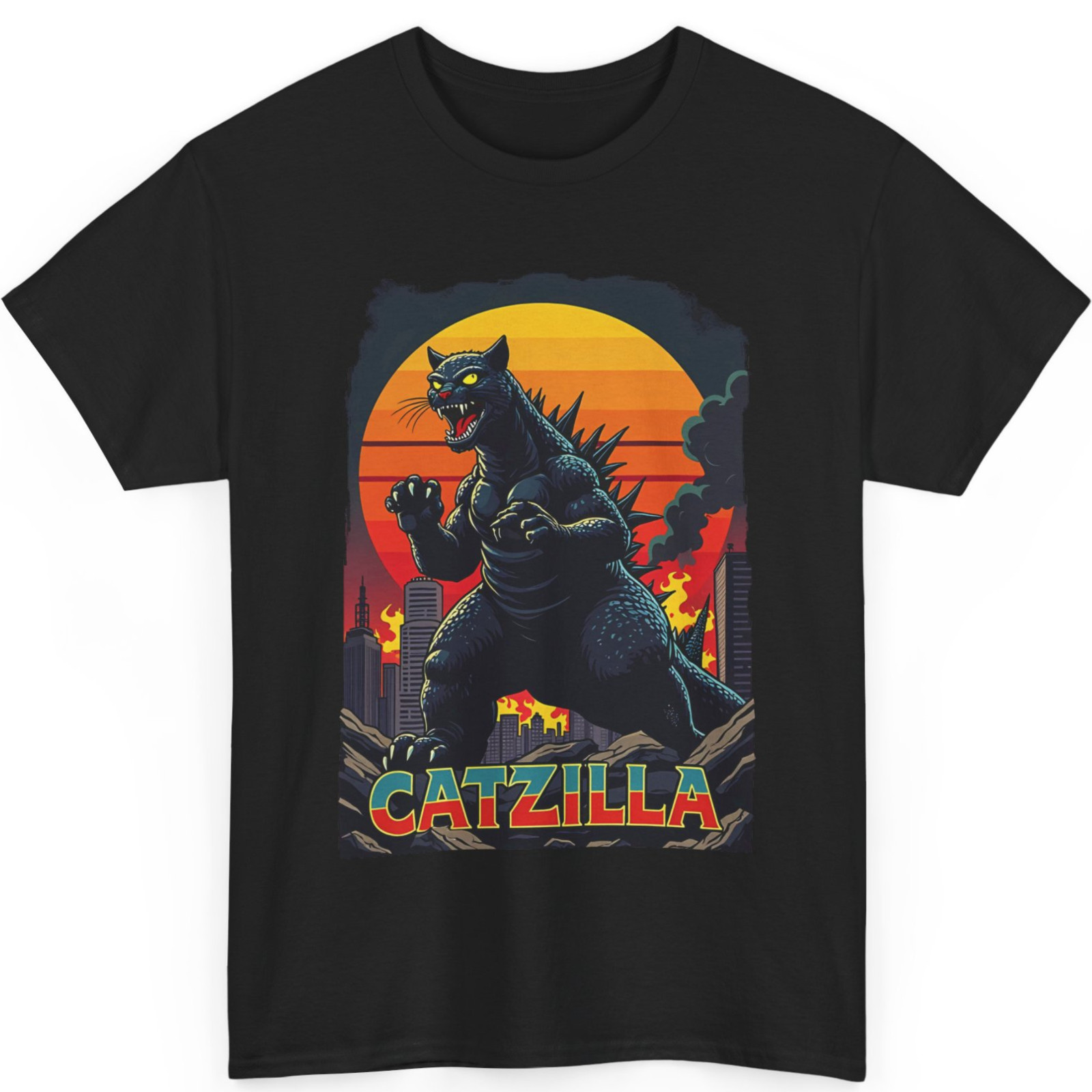 Catzilla Cat Japanese Art Funny Cat Gifts For Men Women Kid T-Shirt