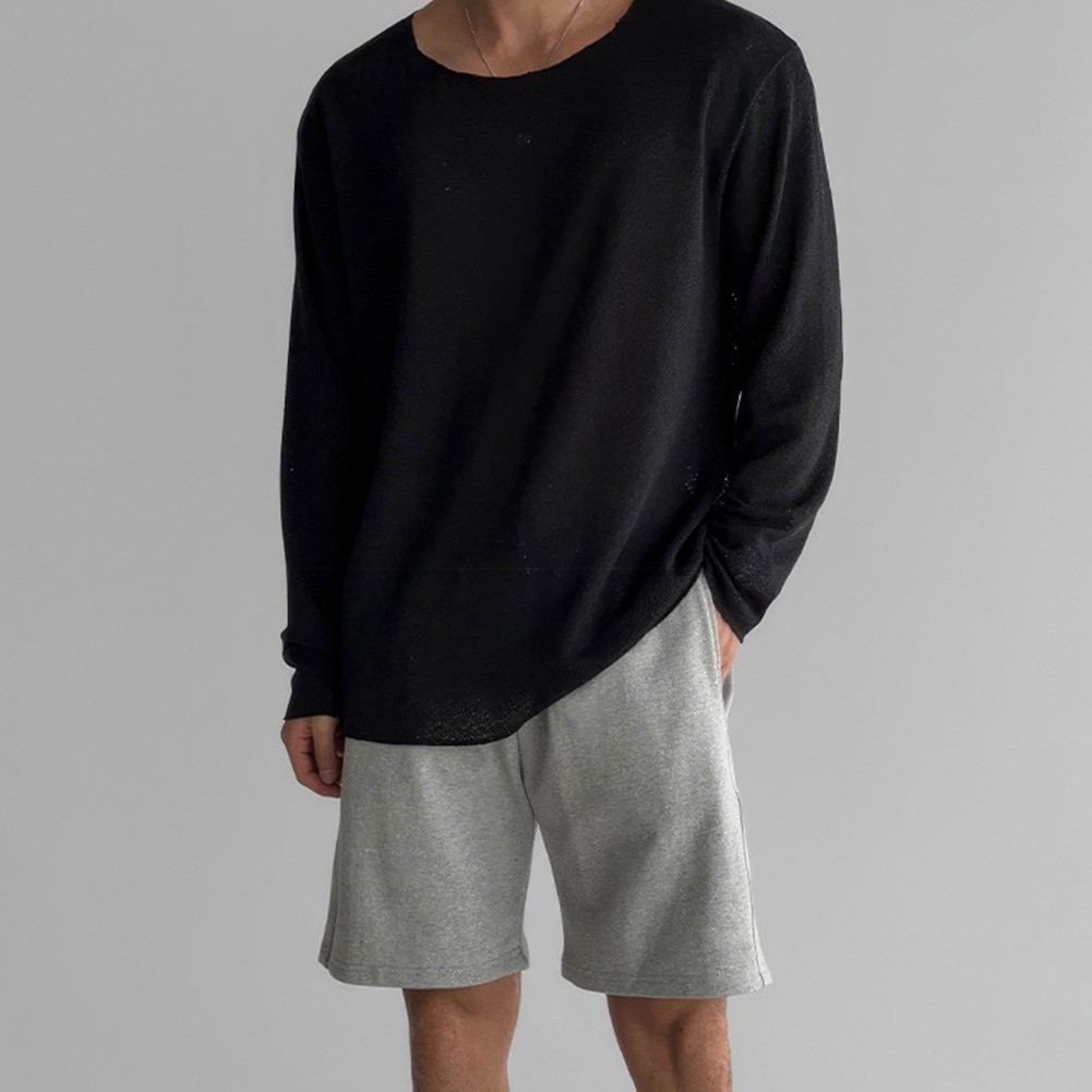 Men's Knitted Long Sleeve T Shirt Solid Color for Daily Vacation Style gallery