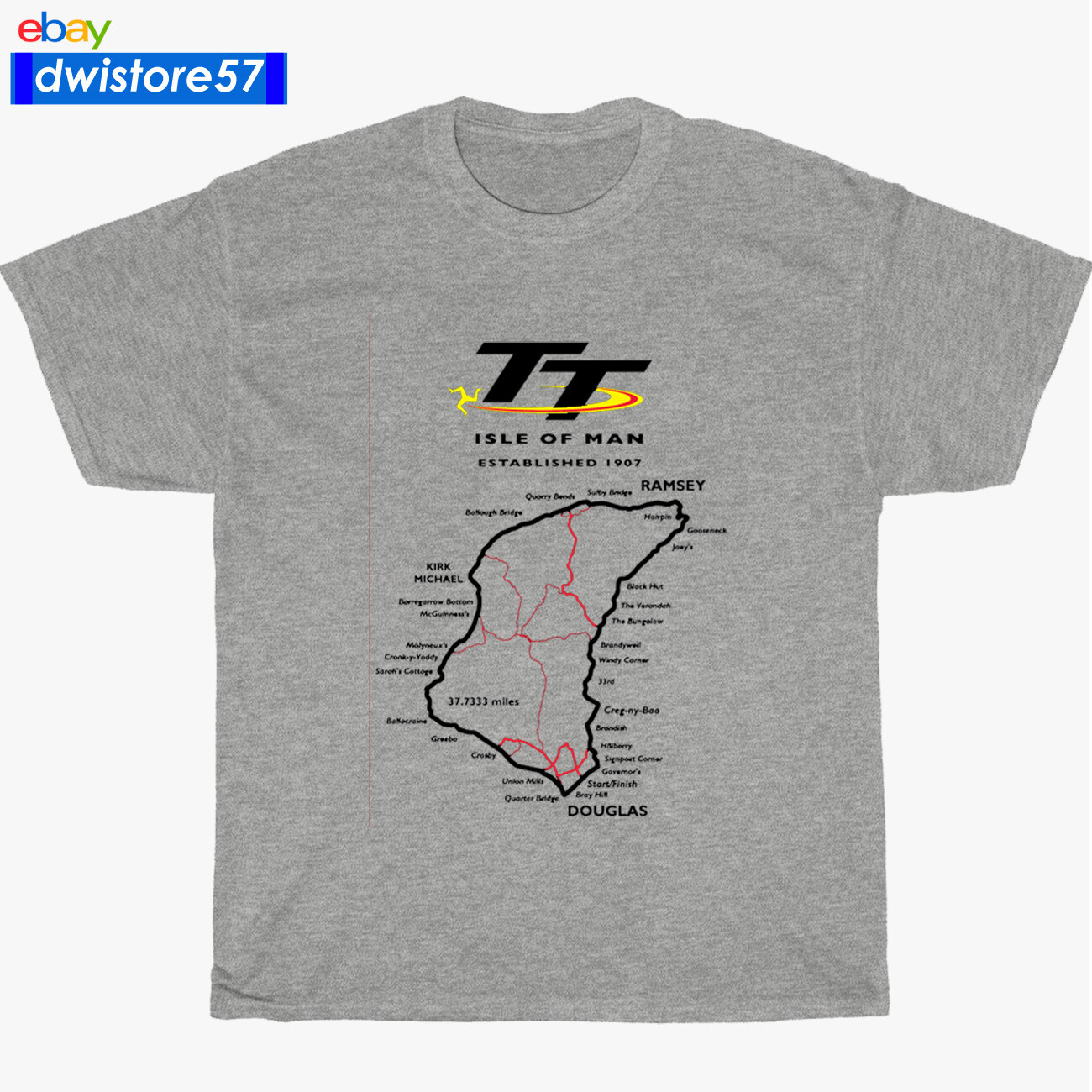 New Isle of Man TT Racing Track Map Island Logo Black/Navy/G Men's T-Shirt S-5XL gallery