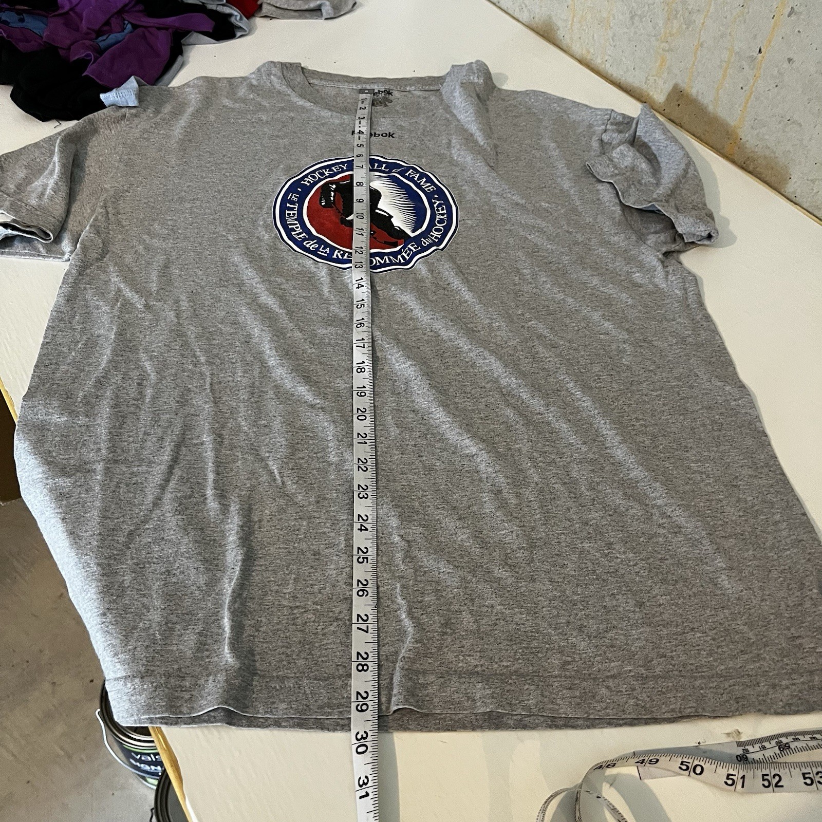 Reebok Mens XL Grey Graphic Tshirt Hockey Hall Of Fame French Thick Cotton NHL gallery
