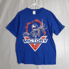 Victory American Motorcycle Blue Skeleton Graphic Tee t-shrt Large – 0167