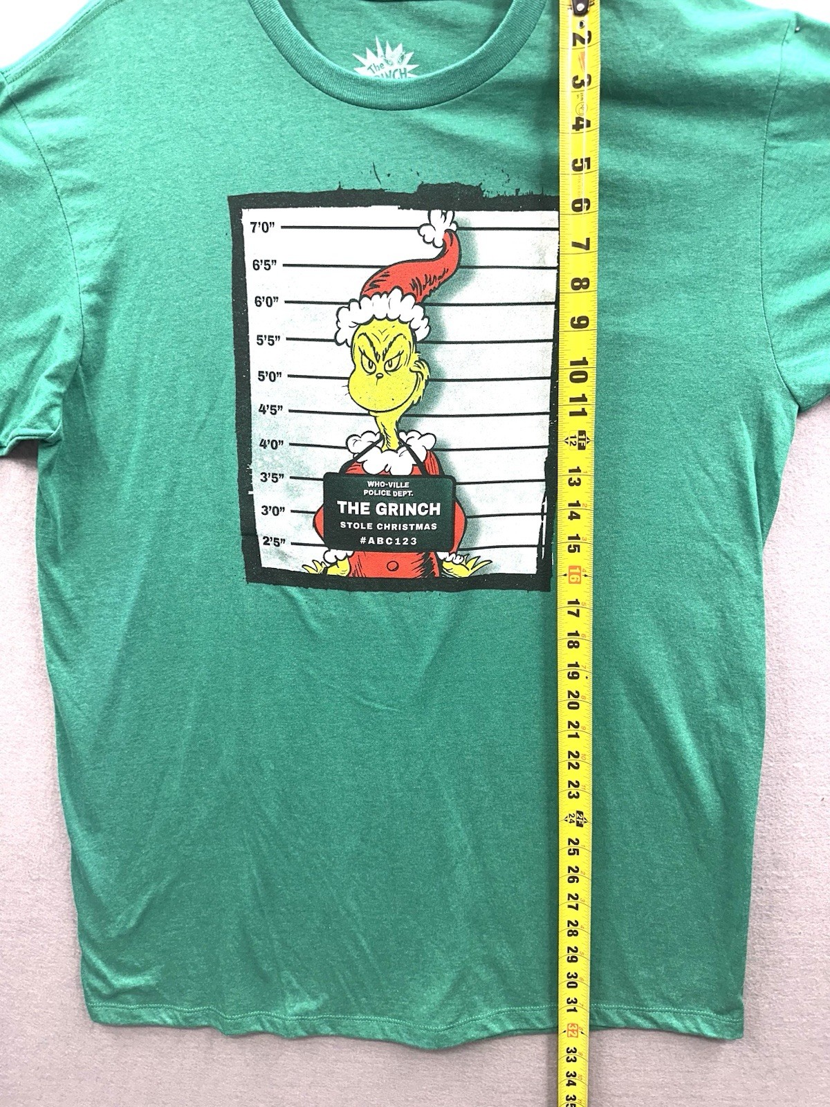 Dr Seuss T-Shirt Men XL Green Grinch Stole Christmas Mugshot Graphic Holiday Tee gallery