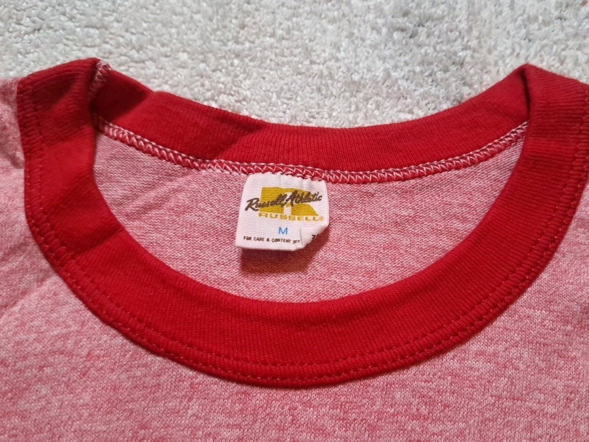 5 Vintage 80s 70s Russell Athletic Ringer Heather Red Tri Blend Medium Blank gallery
