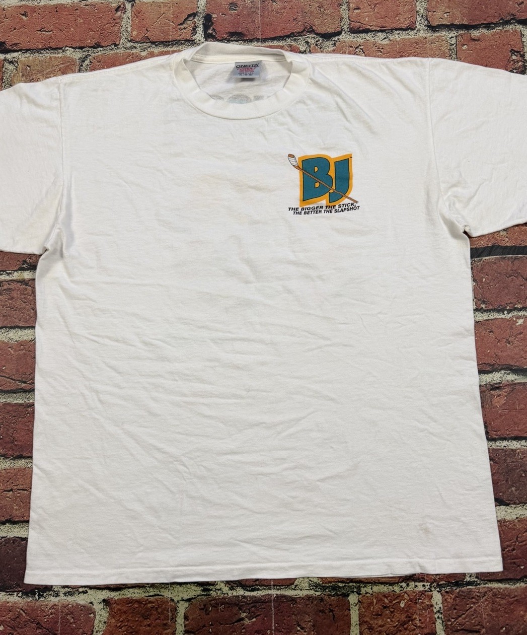 Vintage Big Johnson Hockey Sticks Box T Shirt Single Stitch Funny 90s XL 1993 gallery