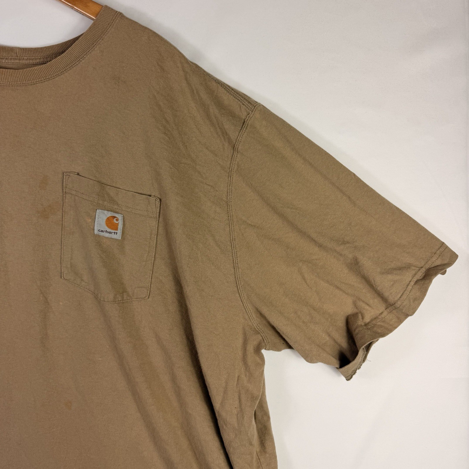 Carhartt T-Shirt Men's 4XL Original Fit Beige Short Sleeve Pocket 100% Cotton gallery