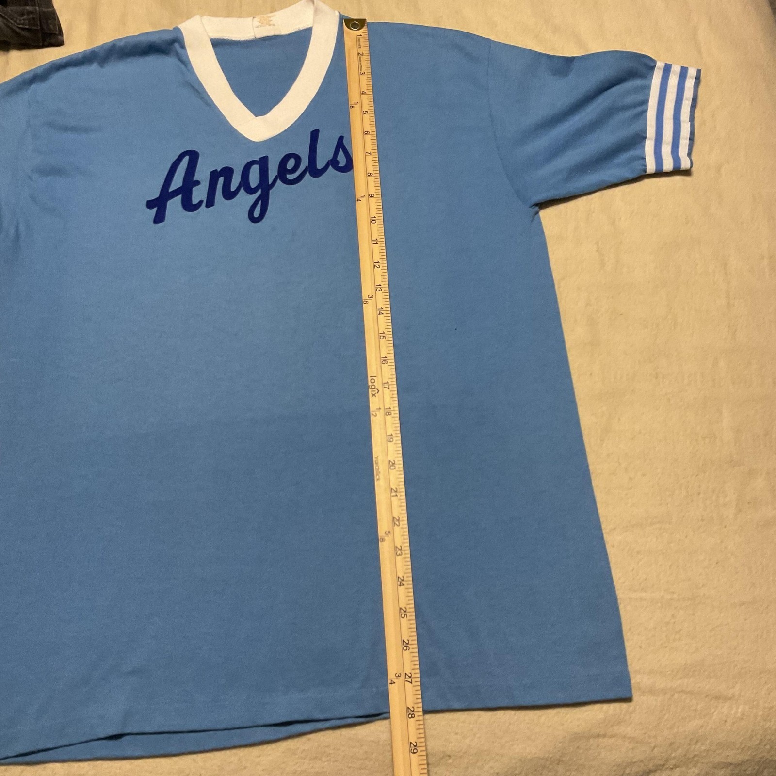 Vintage Angels Coach Shirt Mens XL Blue V Neck Baseball Jersey Gulf Coast 80s gallery
