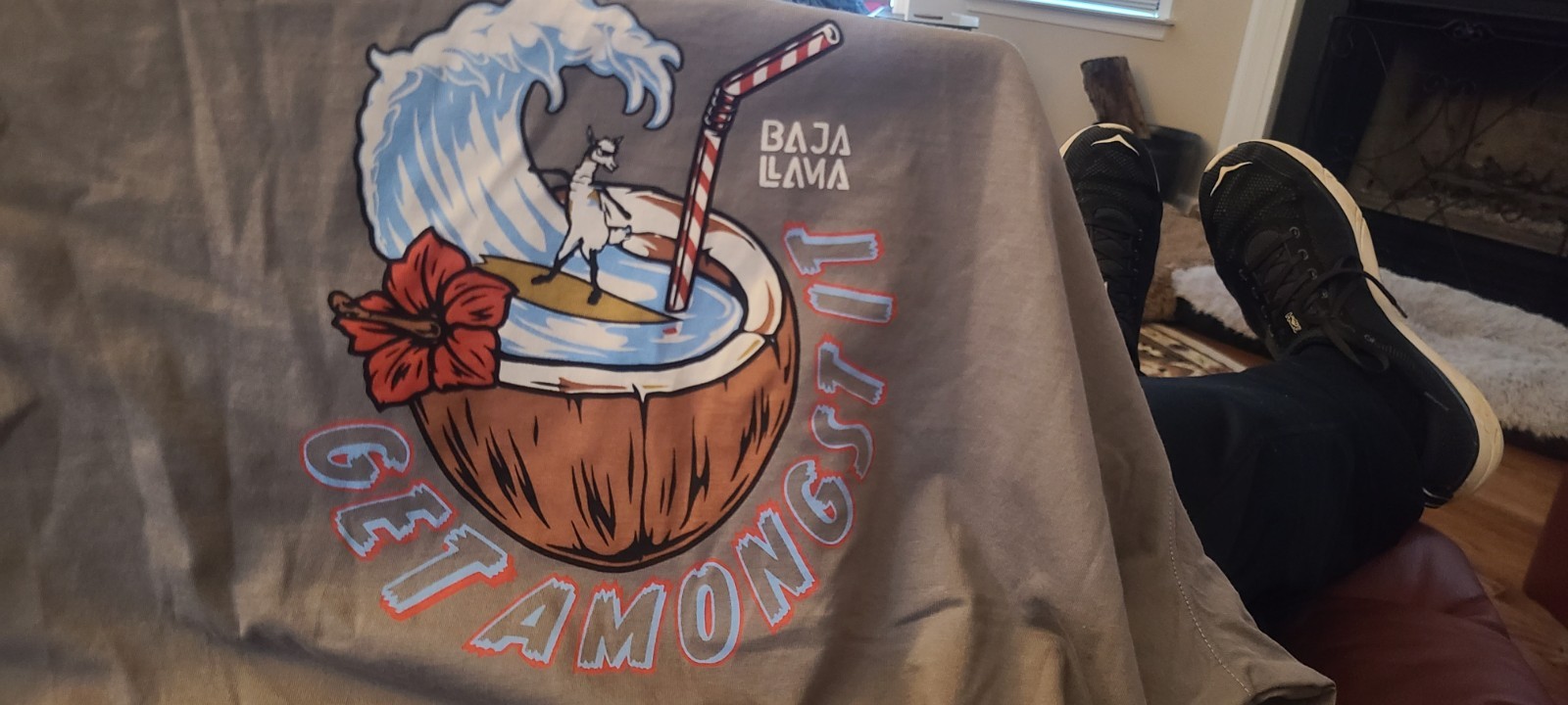 Mens Baja Lama primo s/s shirt surf llama XXL grey NWT