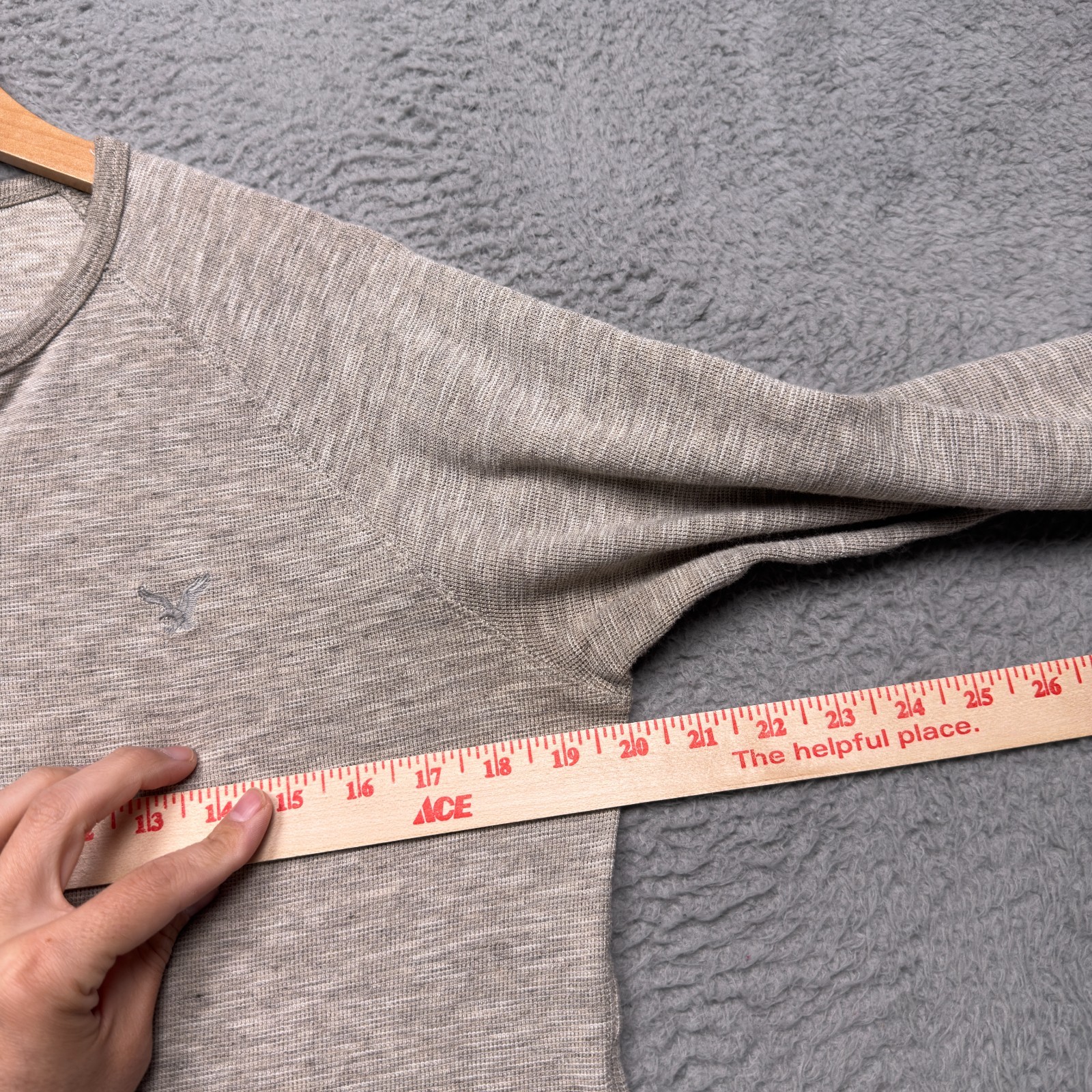 American Eagle Thermal Henley Shirt Mens Medium Gray Classic Fit Long Sleeve gallery