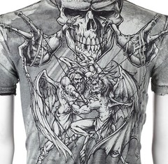 $58 AFFLICTION Black PUPPET MASTER Short Sleeve Slim Fit Y2K MMA Elite T-shirt