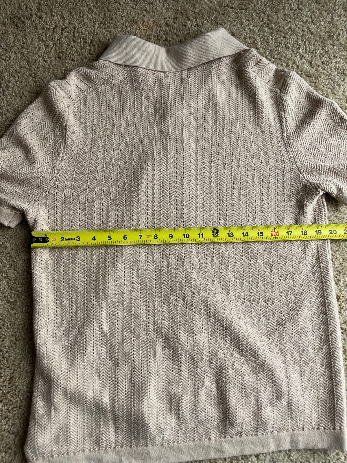 Ben Sherman Knit Polo Shirt Mens Medium Oatmeal Textured Button Front Resort NWT gallery