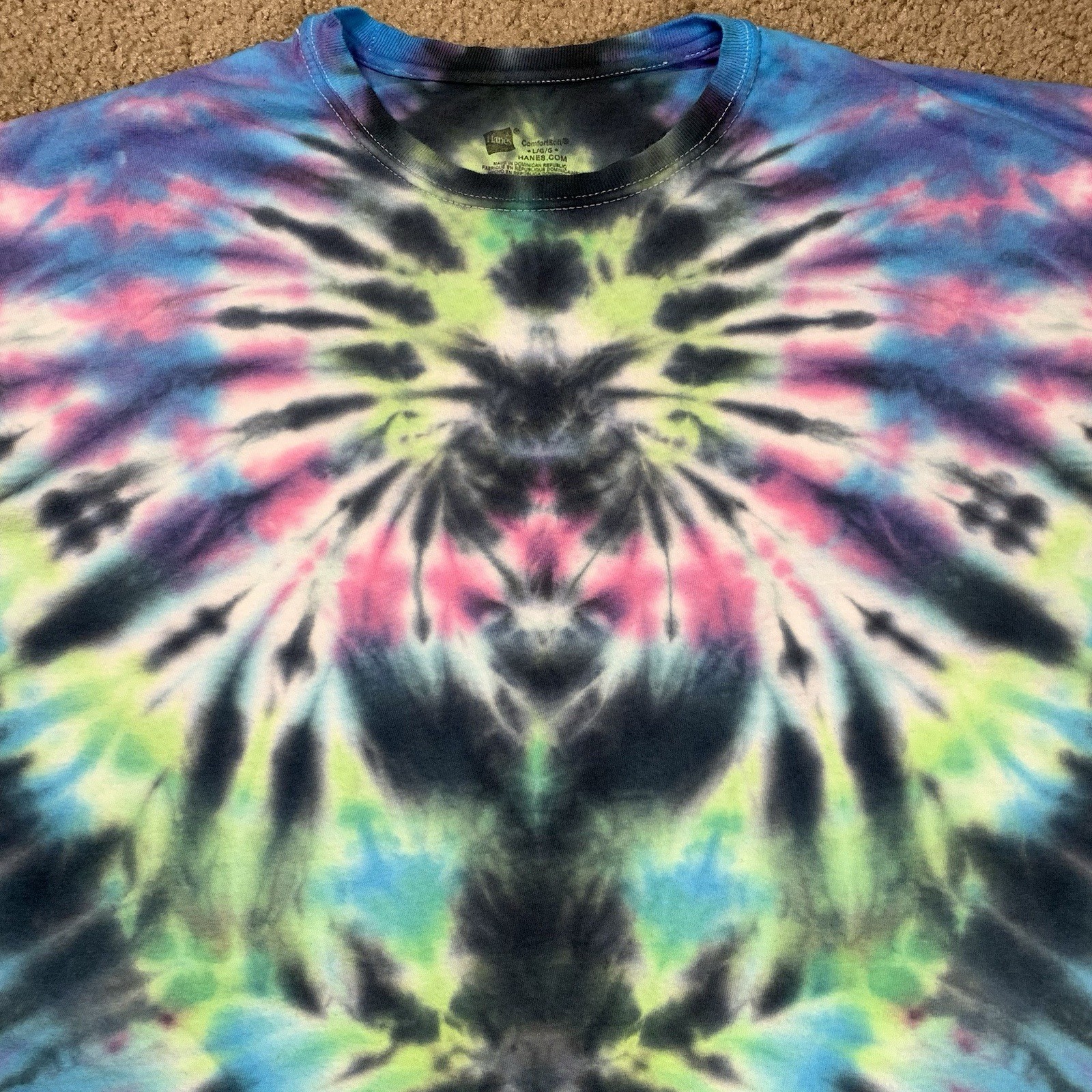 Adult Large Tie Dye Short Sleeve Shirt Spider Fireworks Rasta Hippie V Pattern gallery