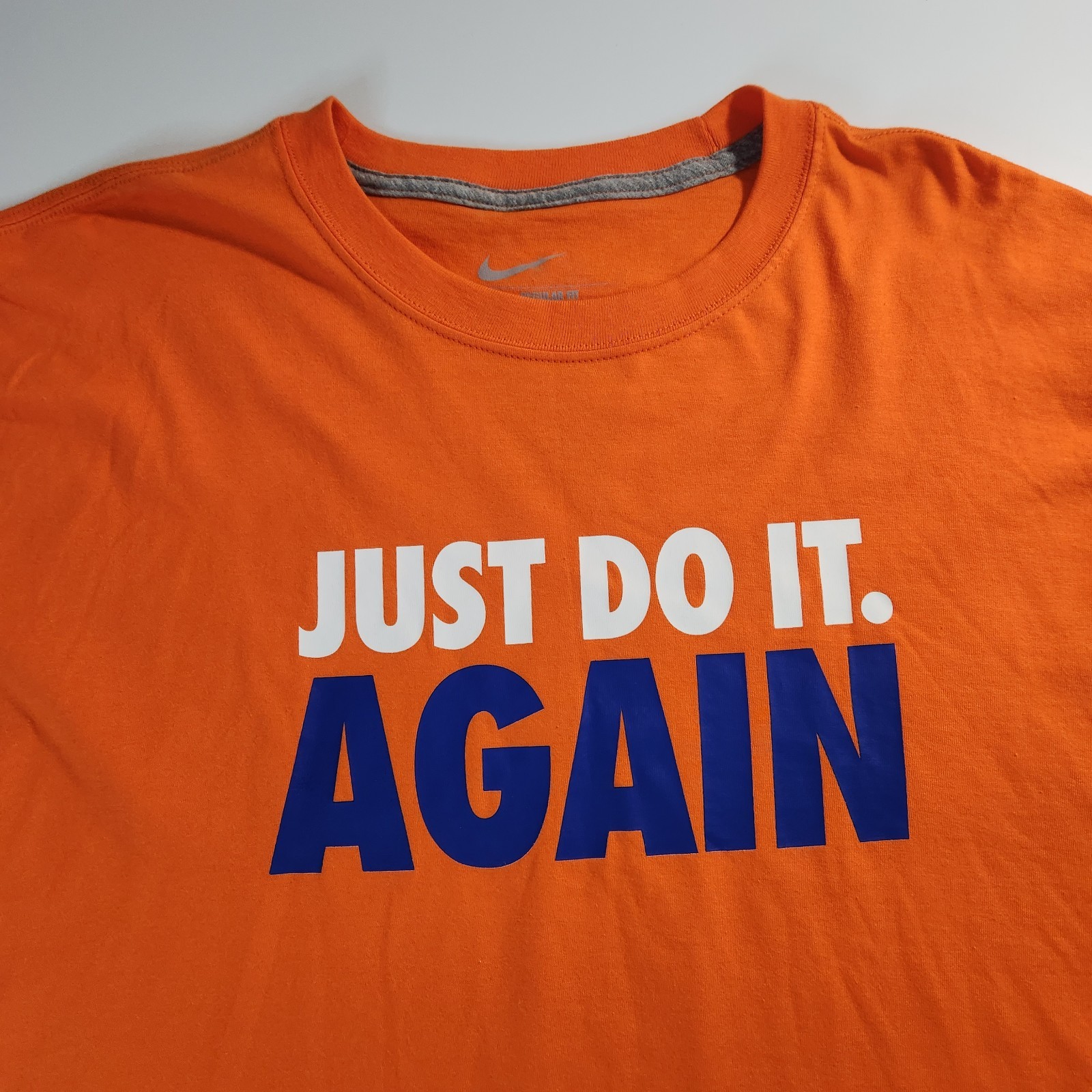 Nike Just Do It Again Men's XL Orange Long Sleeve Cotton T-Shirt Ribbed Cuffs gallery