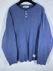Banana Republic Shirt Mens Large Blue Ribbed Stretch Long Sleeve Vintage Henley
