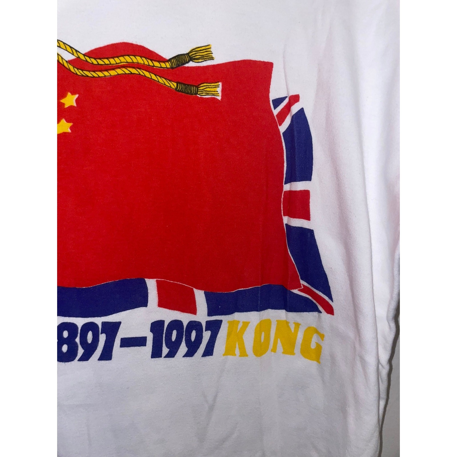 Vintage Hong Kong Independence Shirt 100 Years Flag Graphic White Large Tee VTG gallery
