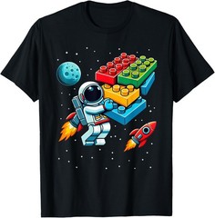 Master Builder Space Astronaut Building Blocks Bricks Boys T-Shirt UNISEX S-3XL
