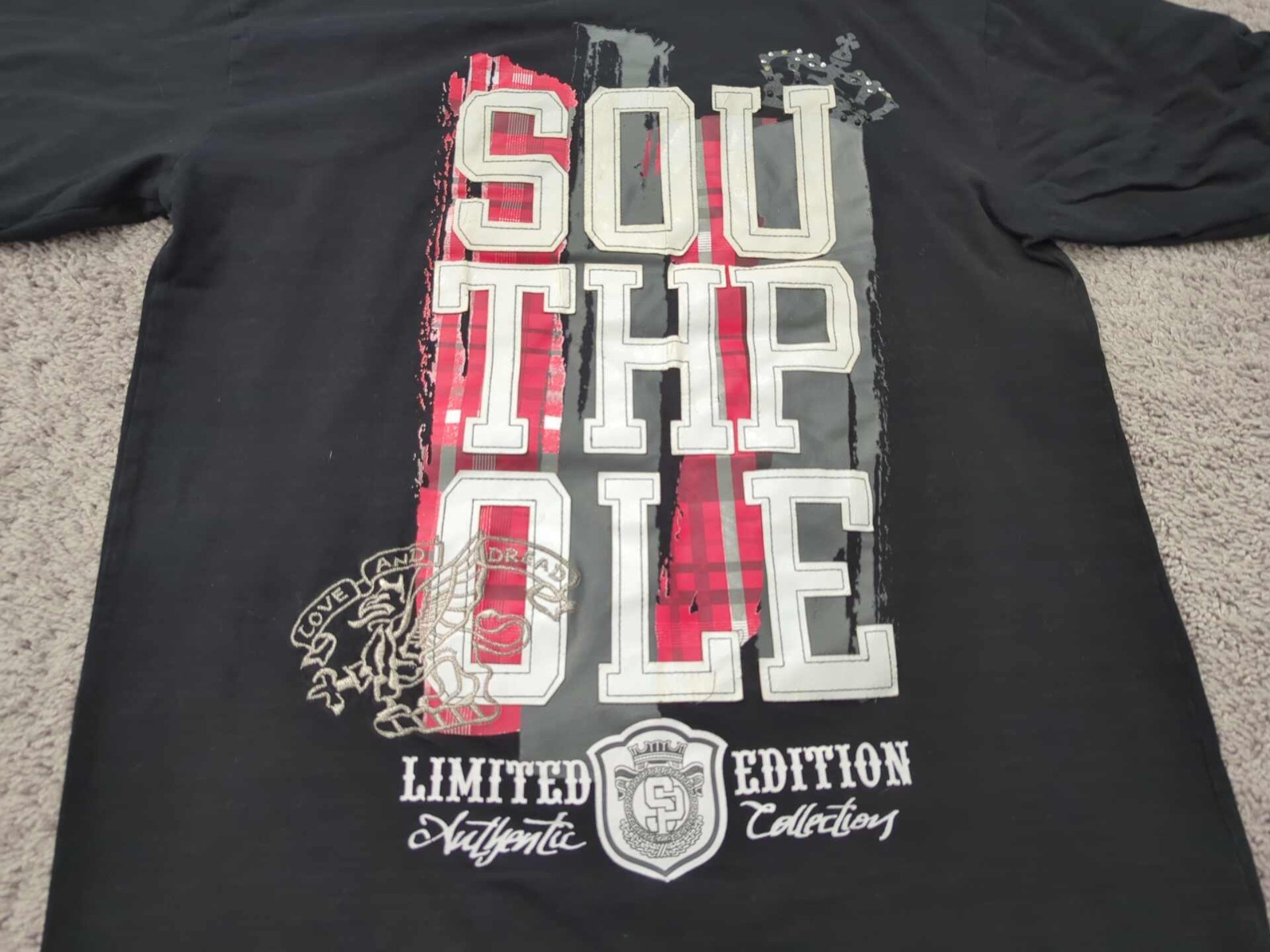 South Pole T Shirt Mens M Black Short Sleeve Vertical Block Text Spell Out 90s gallery