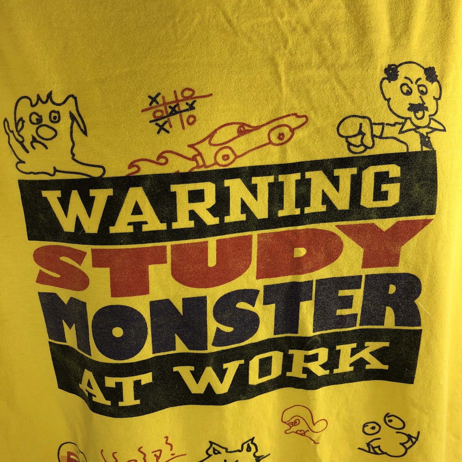Vintage Club Bed Warning Study Monster At Work T Shirt 90s Short Sleeve Tee OSFA gallery