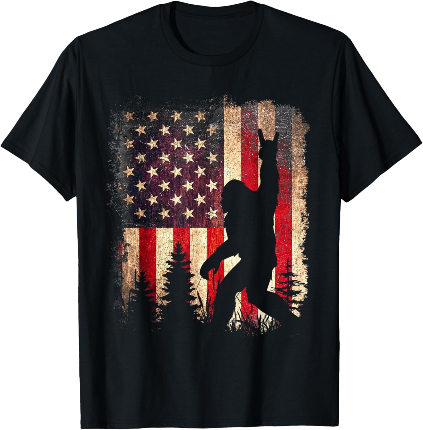 Bigfoot Sasquatch 4th of July Patriotic American Flag Men T-Shirt unisex T-Shirt gallery
