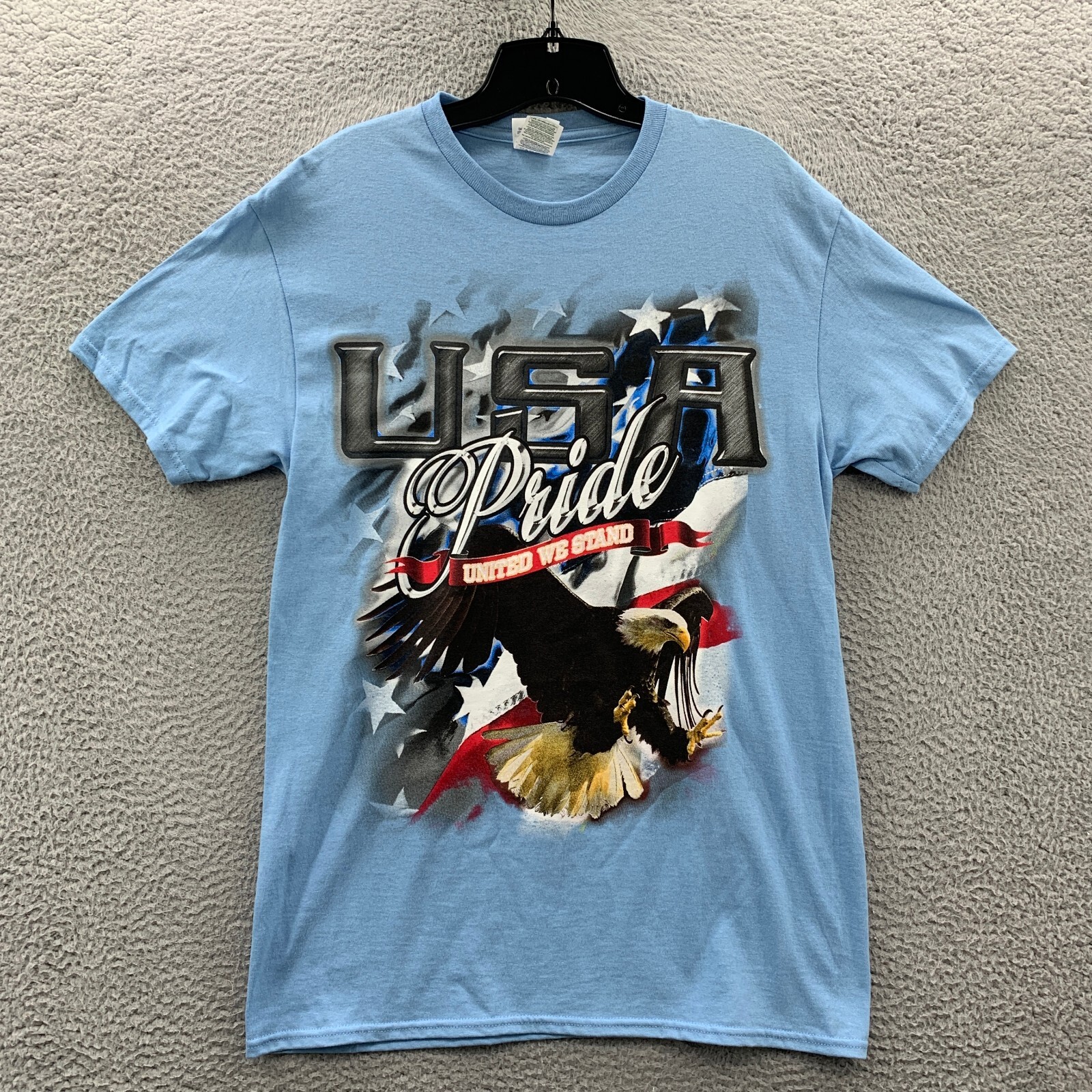Vintage Biker Shirt Mens Medium Patriot American Delta Pro Weight Blue *