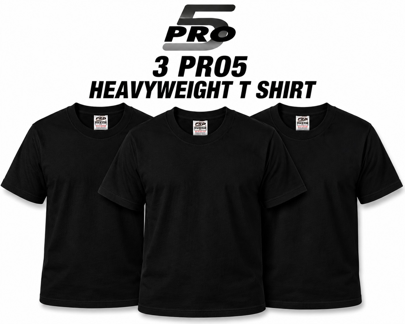 Pro 5 T Shirt 3 Pack Men Thick Plain Short Sleeve Tee S- 3XLT gallery