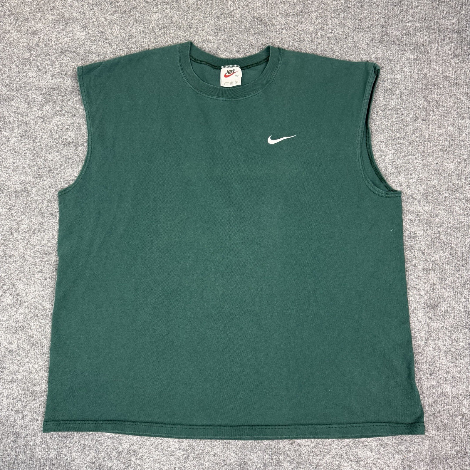 Vintage Nike Tank Top Mens XL Green USA Made Sleeveless Shirt 90s Swoosh