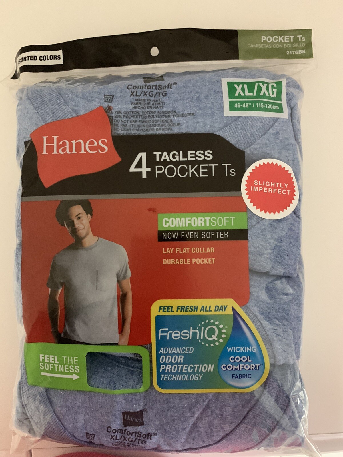 Hanes 4 Pack Men’s Pocket Ts Cotton T-Shirt Tagless Crew – Sl.