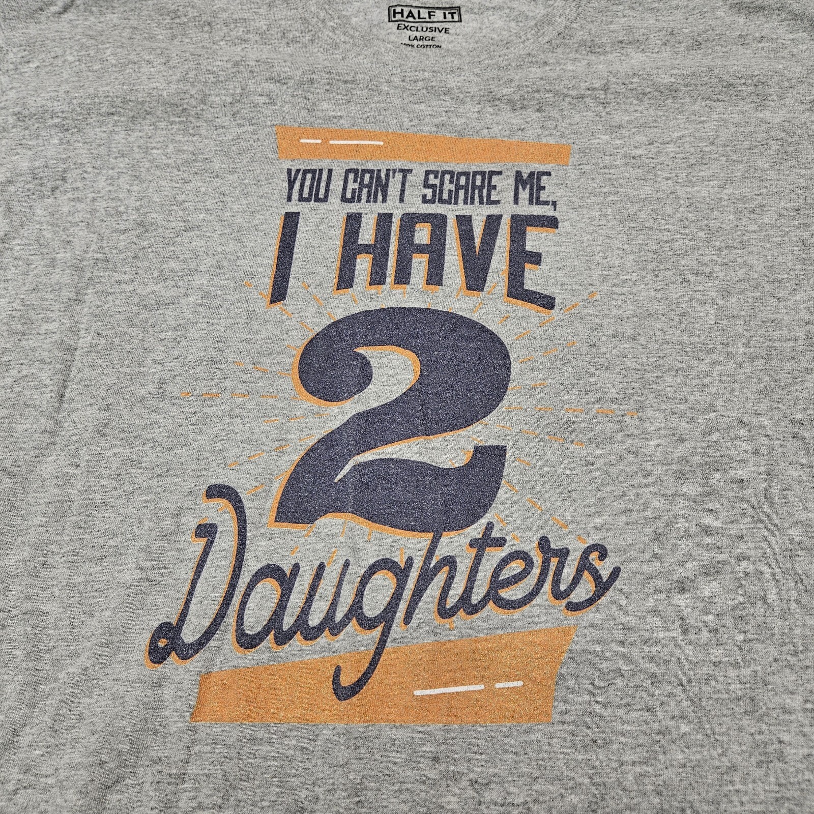 Half It Exclusive Gray T-Shirt Size Large Graphic Print "I Have 2 Daughters" gallery
