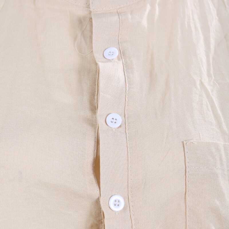 Men Stand Collar Buttons Front Linen Shirts Solid Color Loose Pullover Top M-3XL gallery