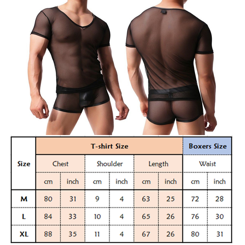 Men Mesh Transparent T-shirt Gym Training Tank Top Net Sport Sheer Boxers Shorts gallery