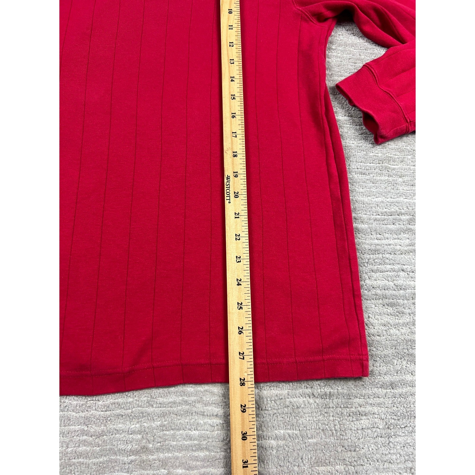 Ivy Crew Shirt Mens XL Red Mock Neck Long Sleeve Vertical Ribbed Knit Casual gallery