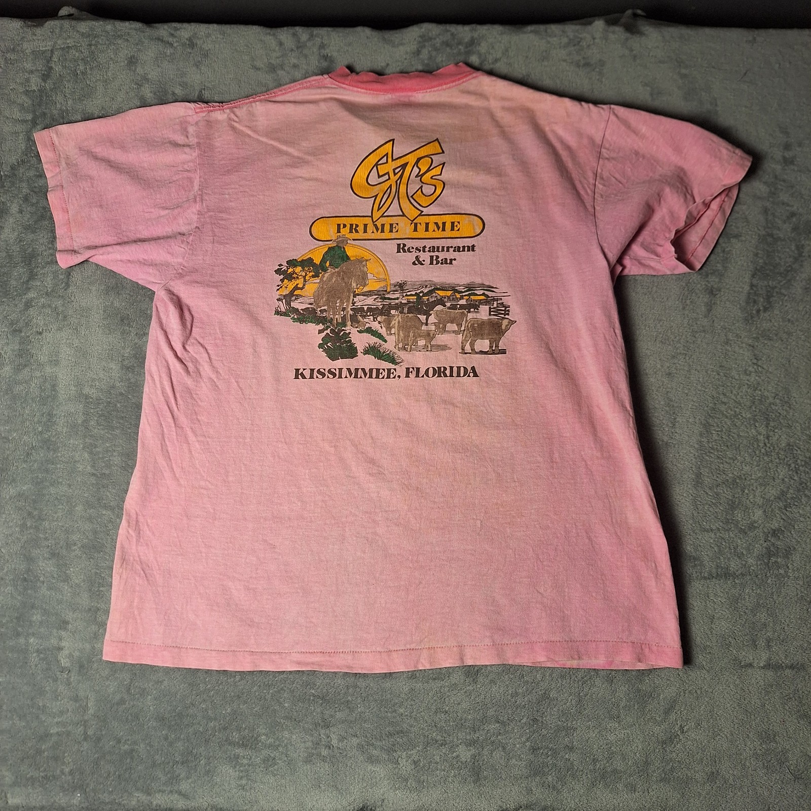 VTG GT's Prime Time Kissimmee FL Graphic Tee Pink Single Stitch Size XL gallery