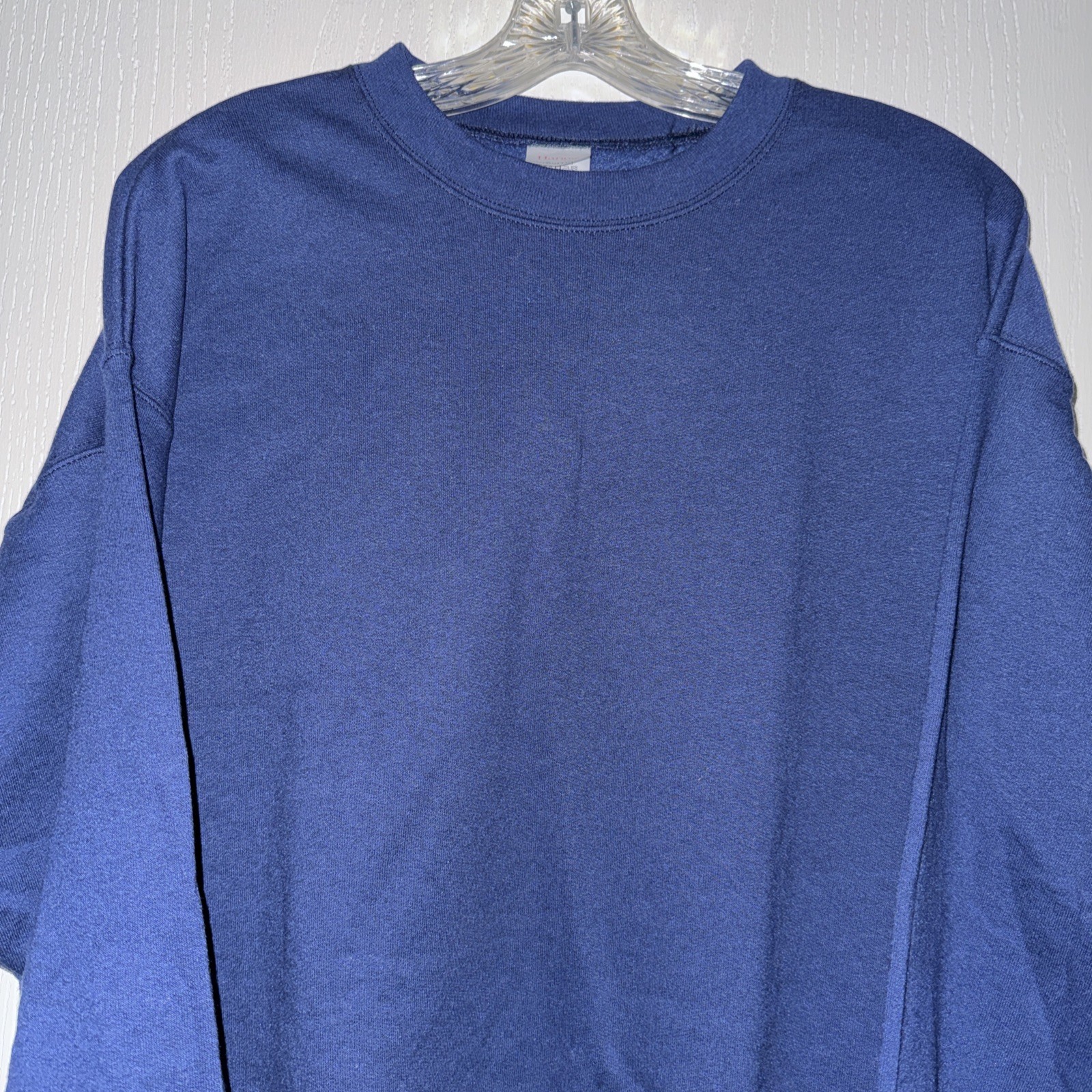 HANES MENS LARGE ECO Smart Blue Long Sleeve Sweat Shirt gallery