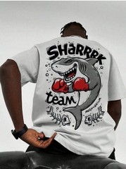 Men’s Shark Print Lightweight T‑Shirt — Summer Casual Sport Streetwear Oversized