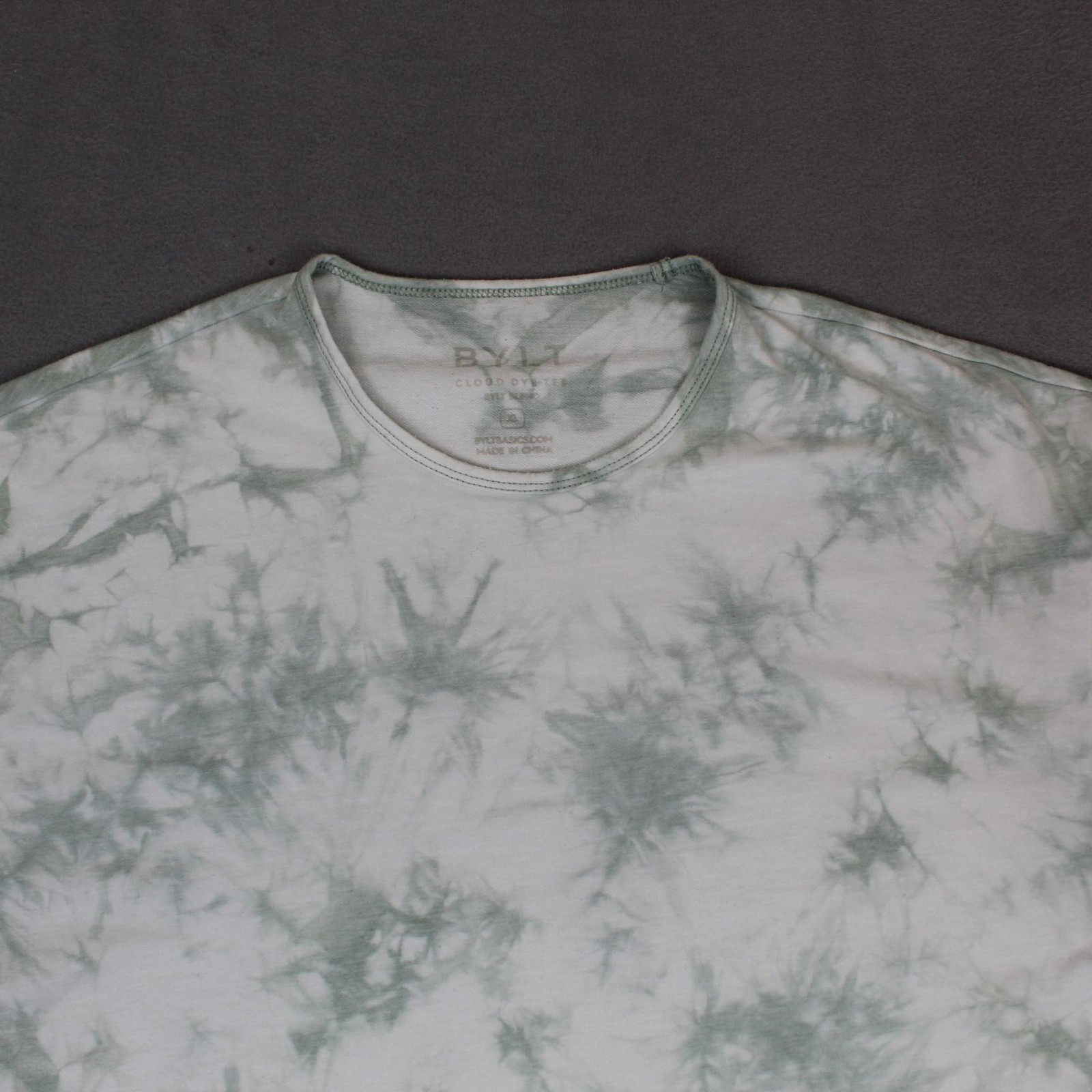 BYLT Shirt Mens XL Green White Cloud Dye Tee Short Sleeve Stretch Casual Soft gallery