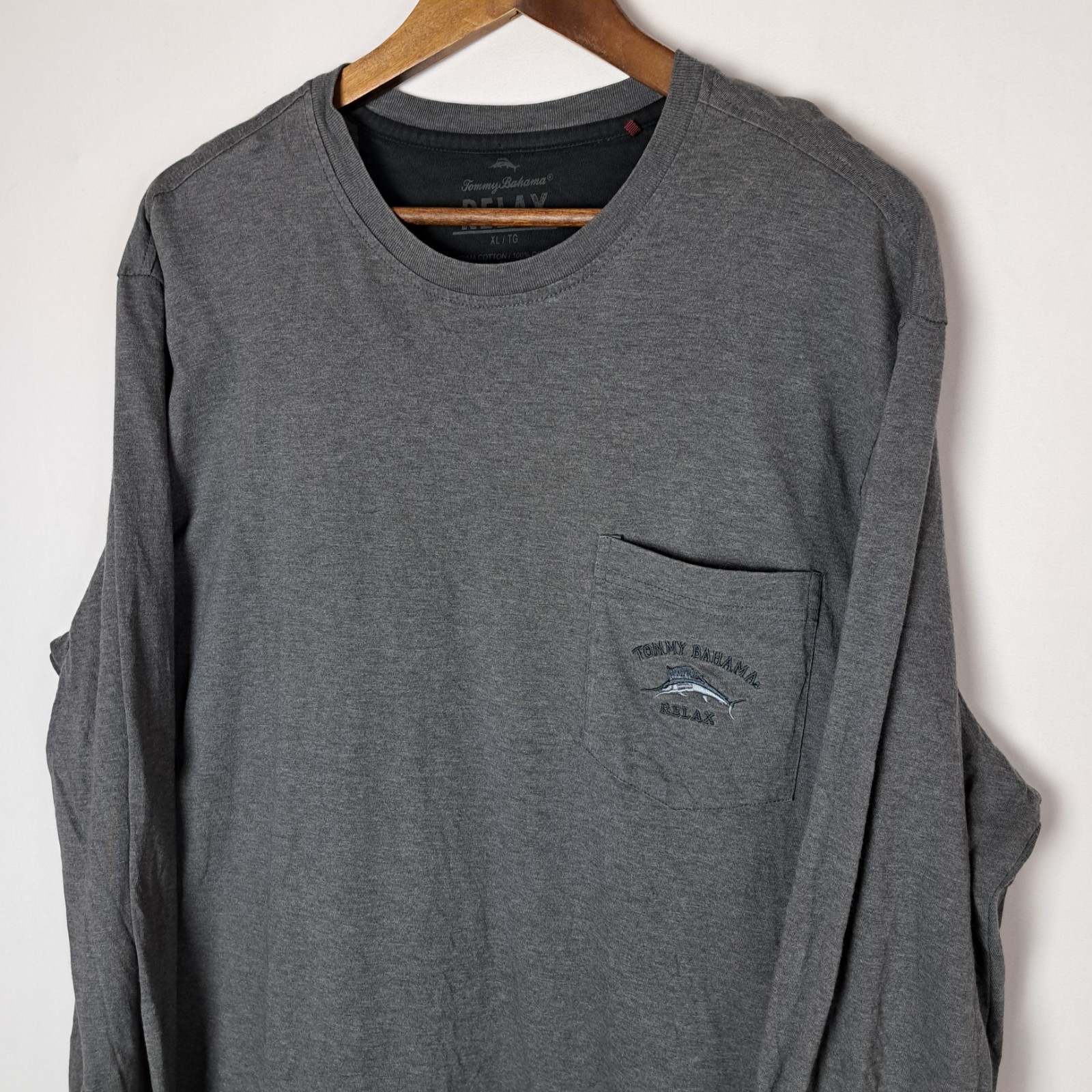 Tommy Bahama Relax T-Shirt Mens XL Gray 100%-Supima Cotton Long Sleeve 1 Pocket gallery